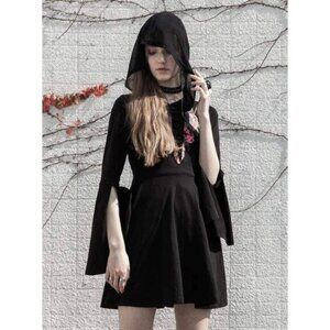 PUNK RAVE Mystery Story Gothic hooded mini dress